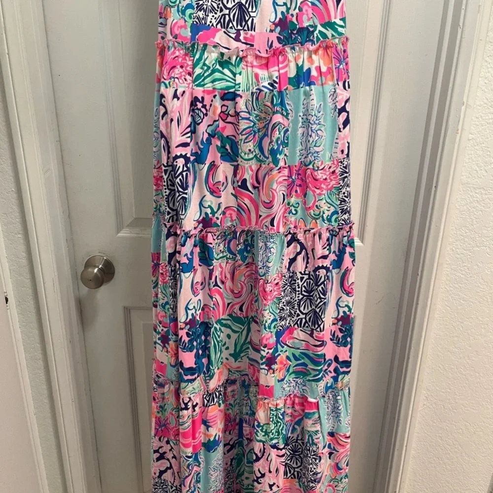 Lilly Pulitzer Loro Tiered Maxi Dress in Multi Patch to Match - Large - EUC - Picture 12 of 16